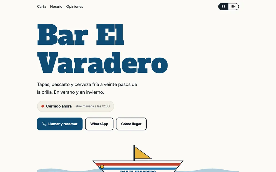 Propuesta de web para Bar El Varadero